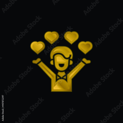 Affection gold plated metalic icon or logo vector