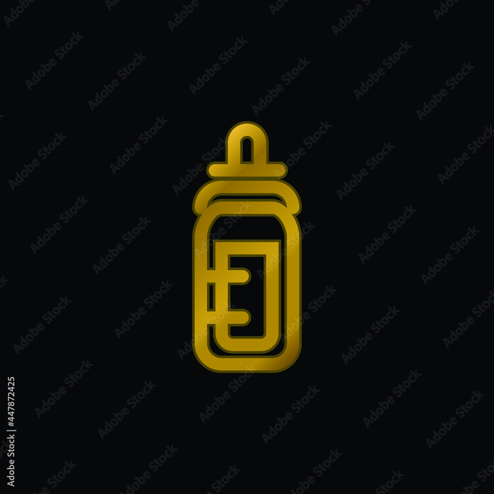 Baby Bottle Outline gold plated metalic icon or logo vector Baby Bottle Outline gold plated metalic icon or logo vector