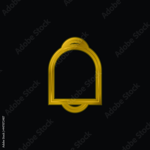 Bell Outline gold plated metalic icon or logo vector