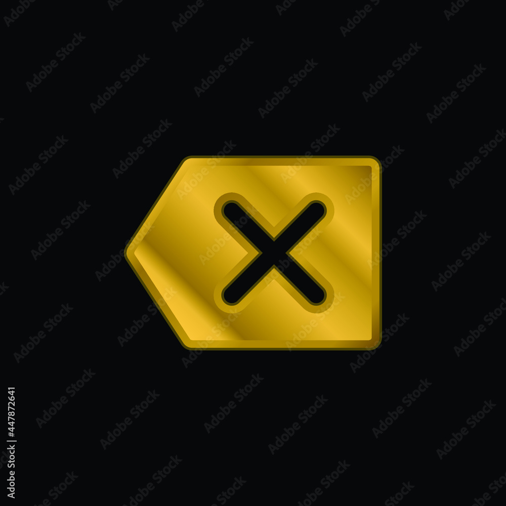 Backspace gold plated metalic icon or logo vector Backspace gold plated metalic icon or logo vector