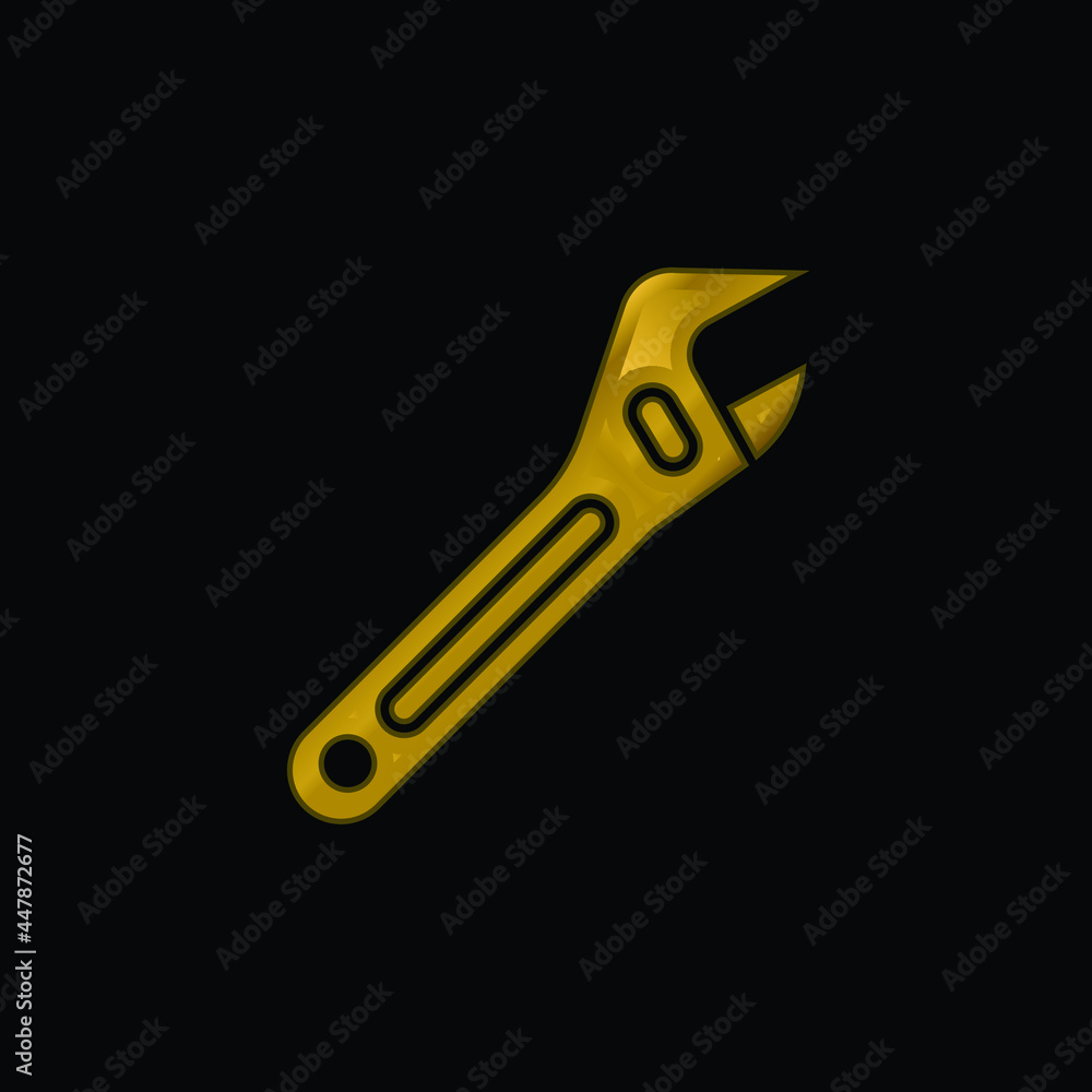 Obraz premium Adjustable Spanner gold plated metalic icon or logo vector