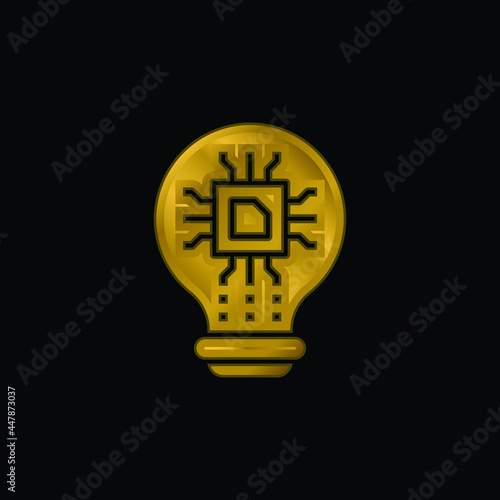 Artificial Intelligence gold plated metalic icon or logo vector