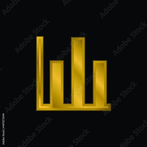 Bars Graphic Business Symbol gold plated metalic icon or logo vector