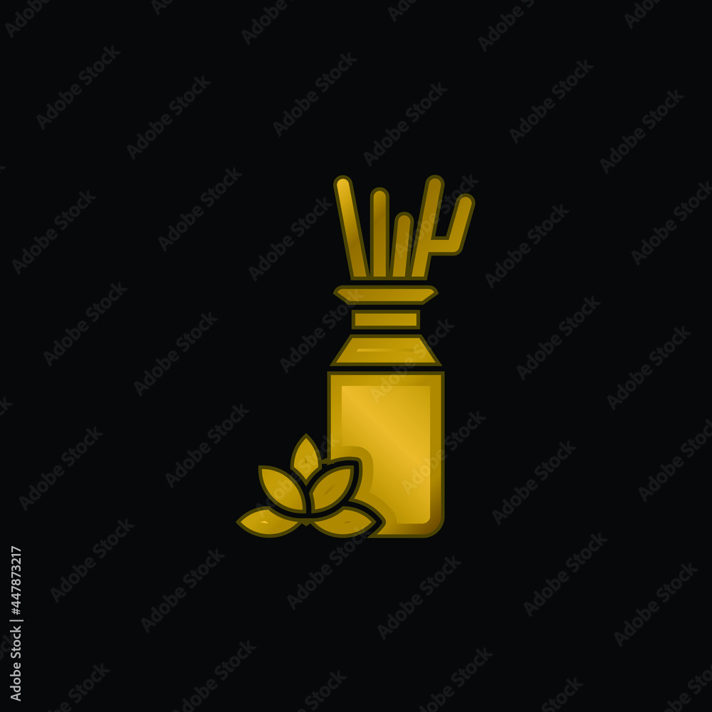 Aromatherapy gold plated metalic icon or logo vector
