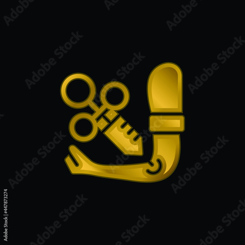 Arm gold plated metalic icon or logo vector