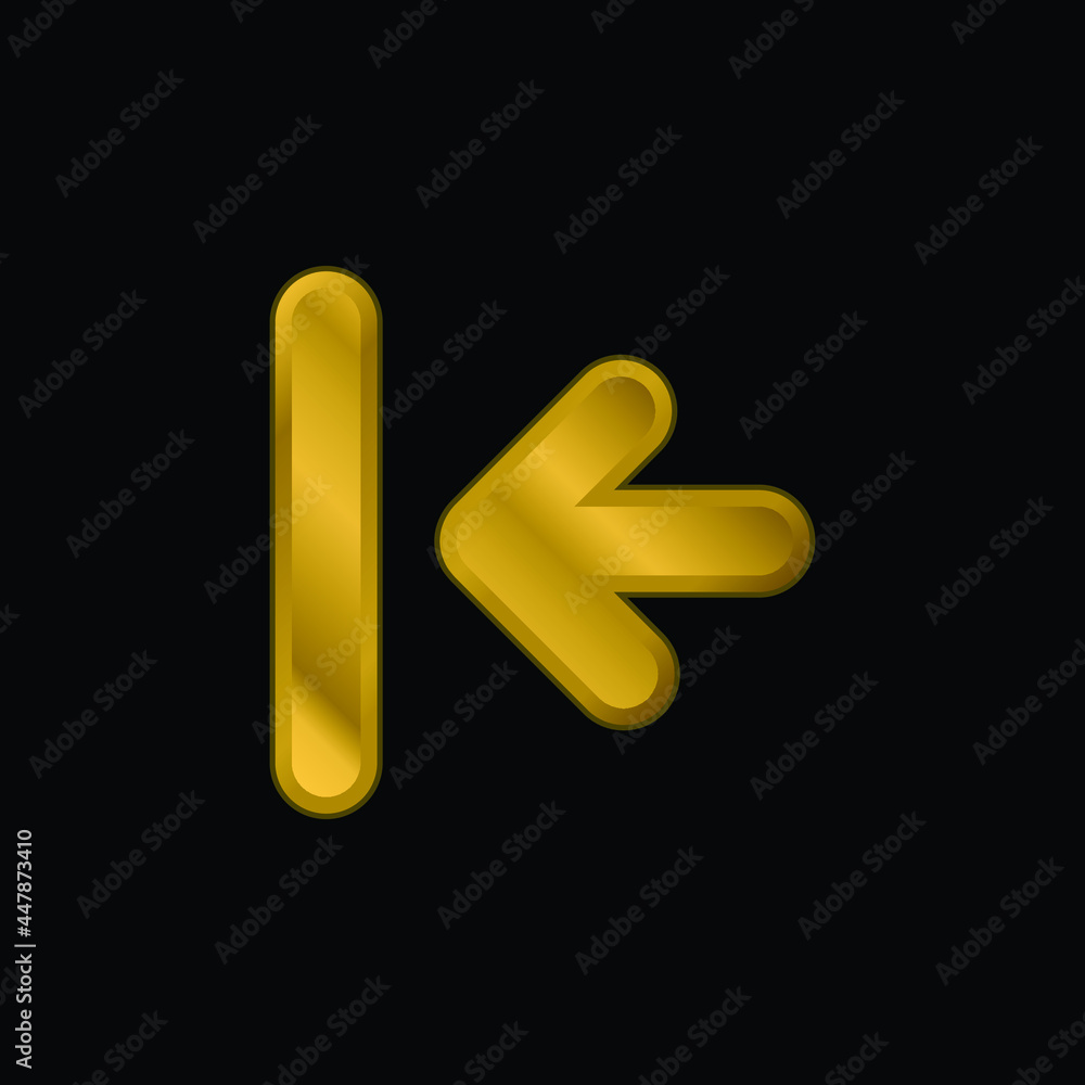 Back Arrow To First Track gold plated metalic icon or logo vector Back Arrow To First Track gold plated metalic icon or logo vector