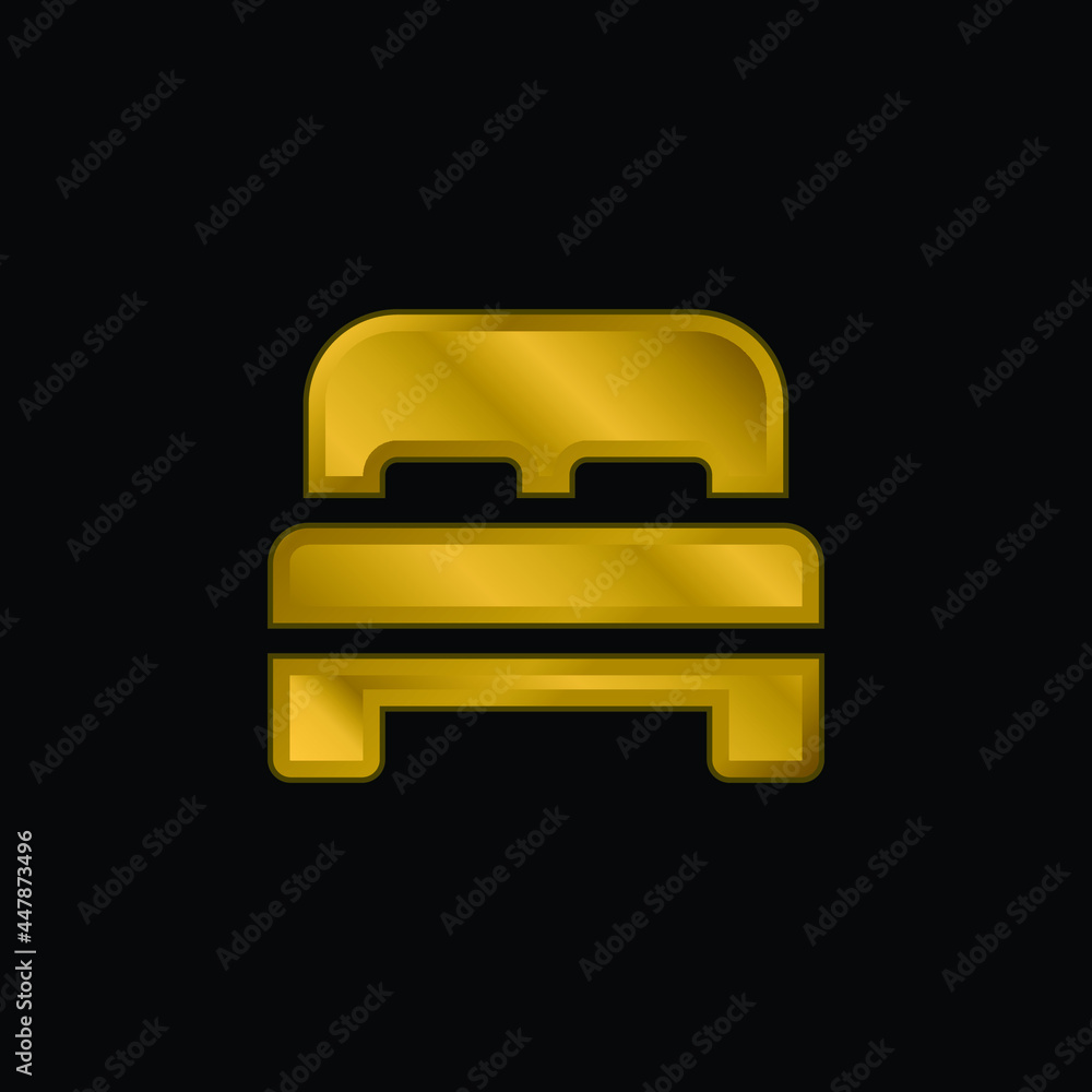 Bed gold plated metalic icon or logo vector Bed gold plated metalic icon or logo vector