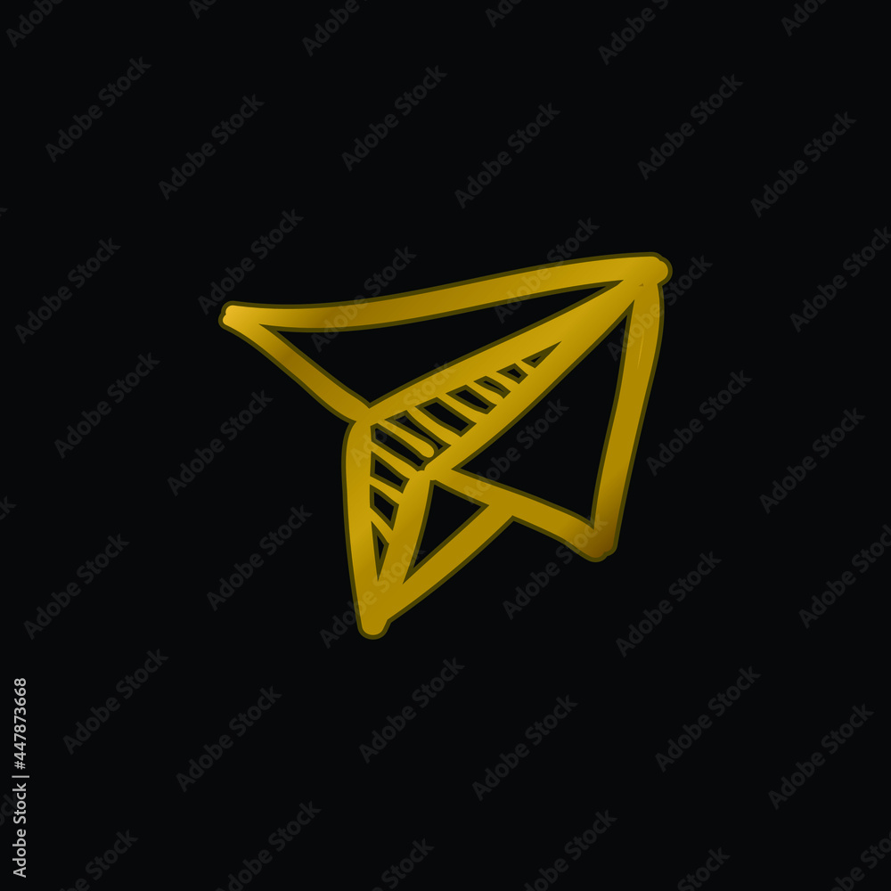 Airplane Toy Of Folded Paper gold plated metalic icon or logo vector Airplane Toy Of Folded Paper gold plated metalic icon or logo vector