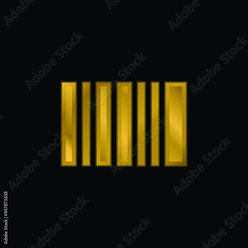 Bar Code gold plated metalic icon or logo vector photo
