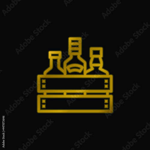Alcohol gold plated metalic icon or logo vector
