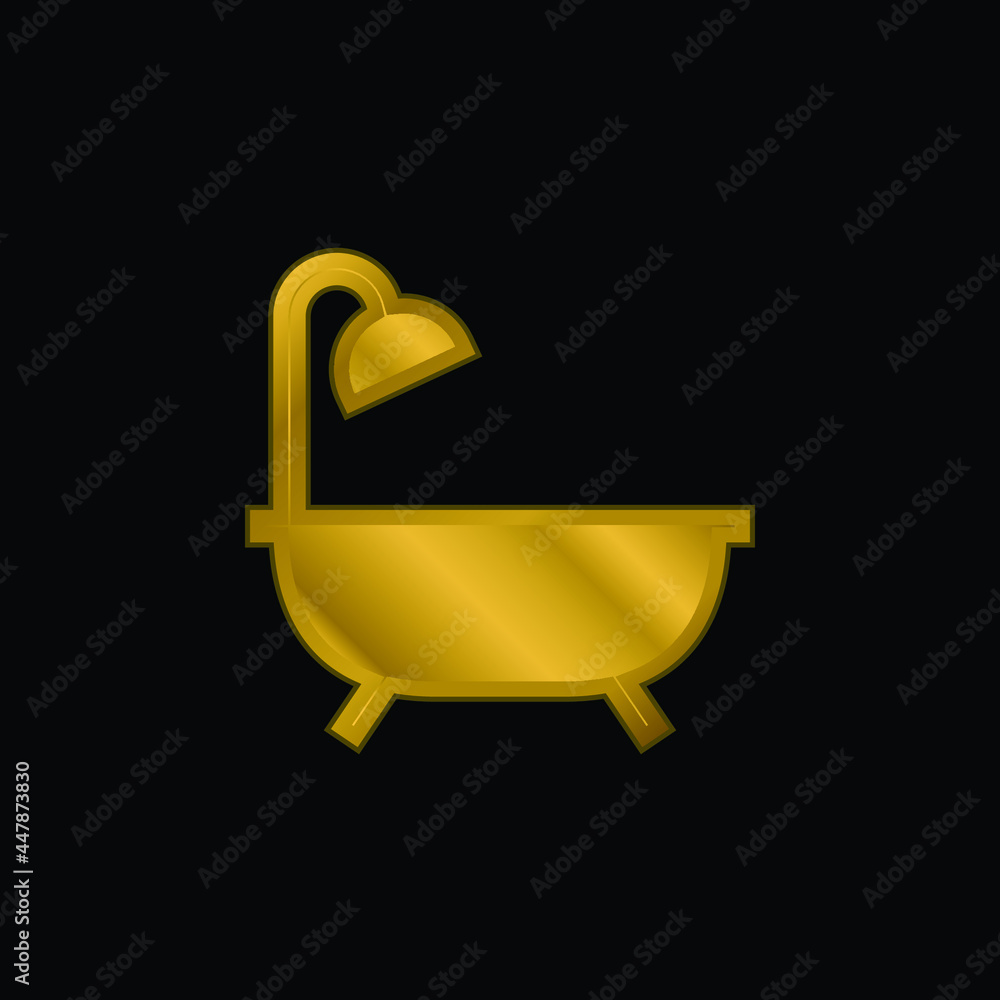 Bathtub gold plated metalic icon or logo vector Bathtub gold plated metalic icon or logo vector