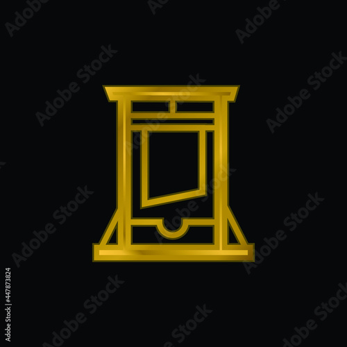 Antique Weapon To Cut Heads gold plated metalic icon or logo vector