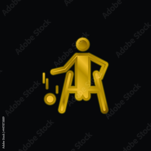 Basketball Paralympic Silhouette gold plated metalic icon or logo vector