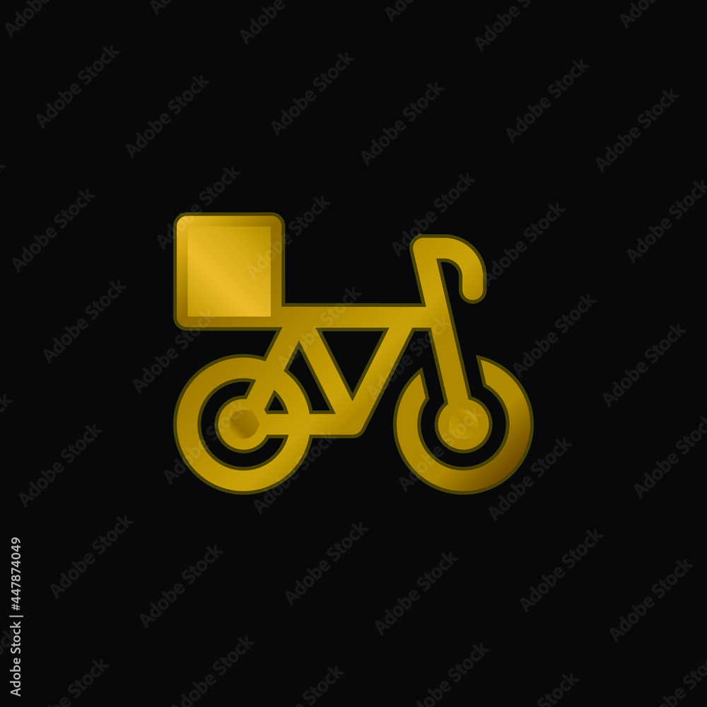 Bicycle gold plated metalic icon or logo vector Bicycle gold plated metalic icon or logo vector
