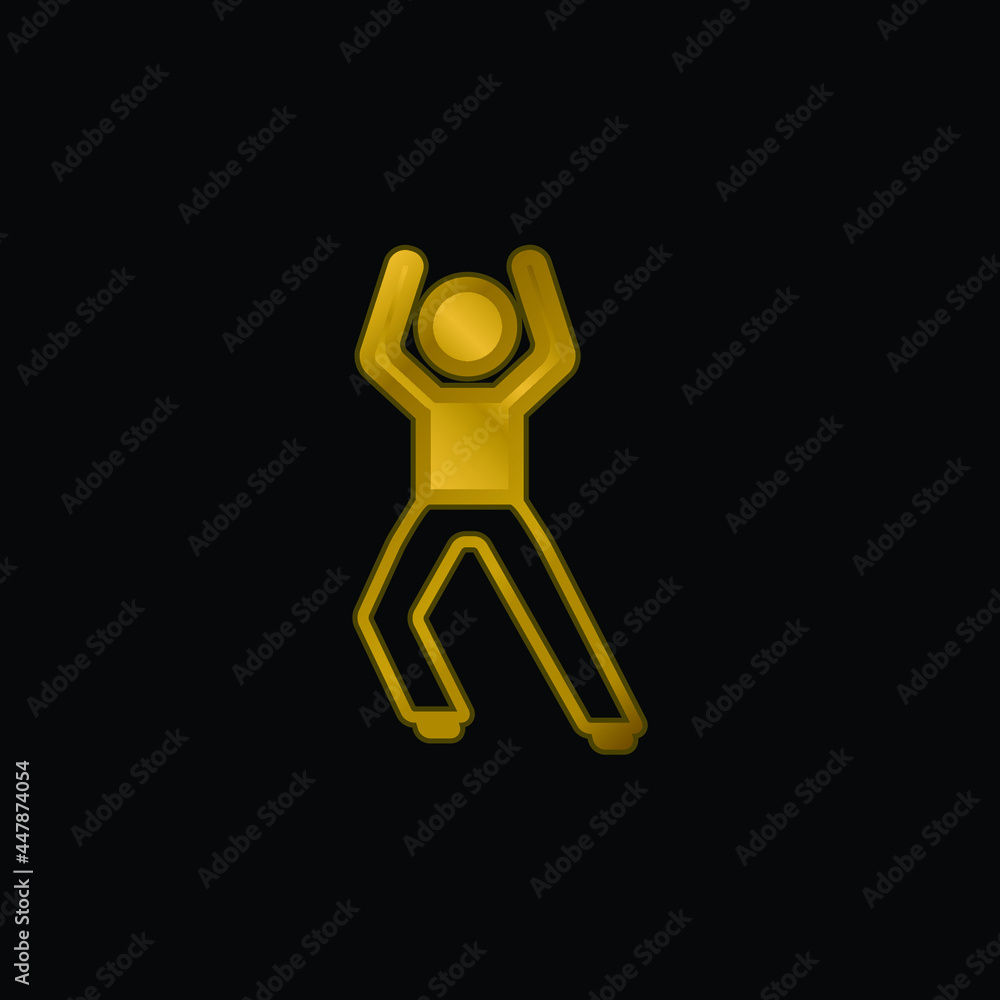 Boy Standing Up Stretching Leg gold plated metalic icon or logo vector Boy Standing Up Stretching Leg gold plated metalic icon or logo vector