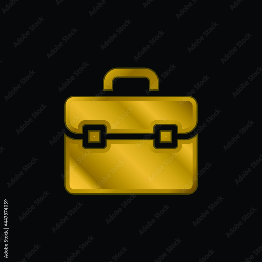 Briefcase gold plated metalic icon or logo vector