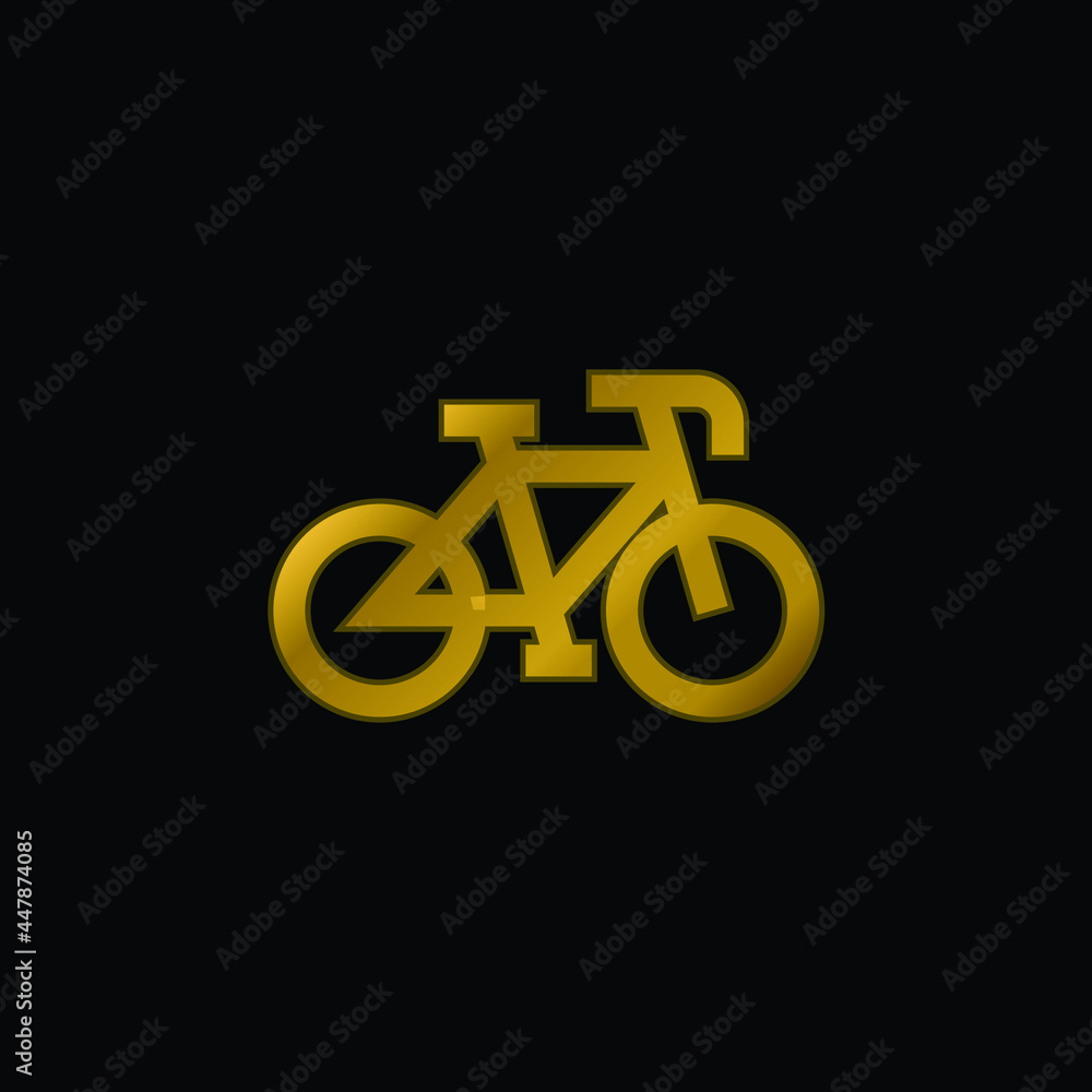 Bicycle gold plated metalic icon or logo vector Bicycle gold plated metalic icon or logo vector