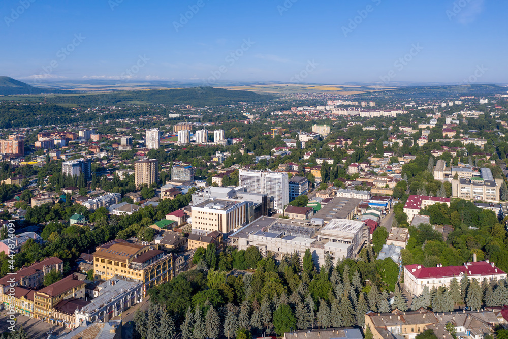 Aerial view of Pyatigorsk on sunn morning. Stavropol Krai, Russia.