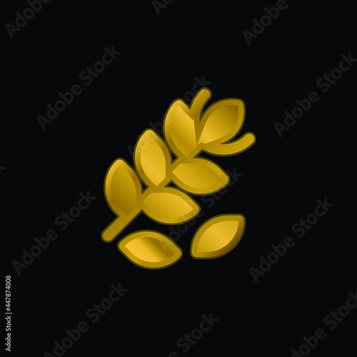 Branch gold plated metalic icon or logo vector