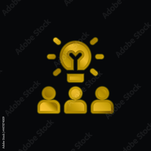 Brainstorming gold plated metalic icon or logo vector