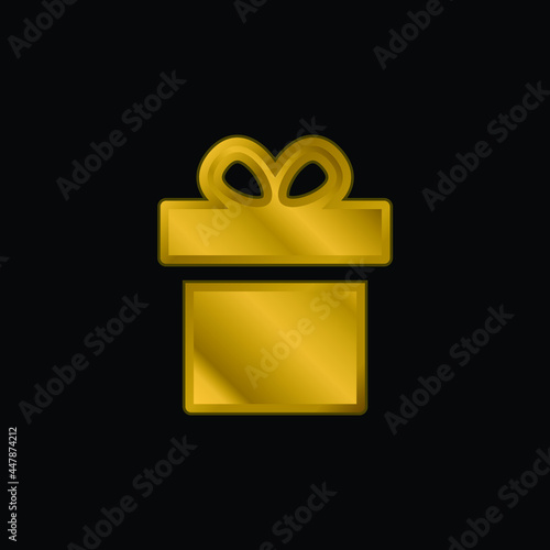 Birthday Present gold plated metalic icon or logo vector