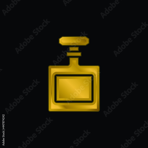 Bottle gold plated metalic icon or logo vector