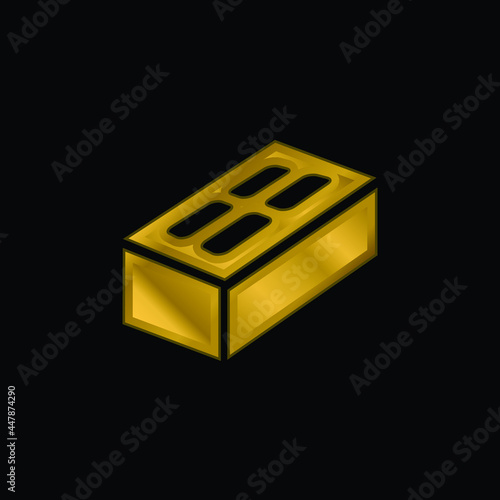 Brick gold plated metalic icon or logo vector