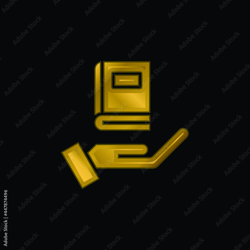 Book gold plated metalic icon or logo vector Book gold plated metalic icon or logo vector
