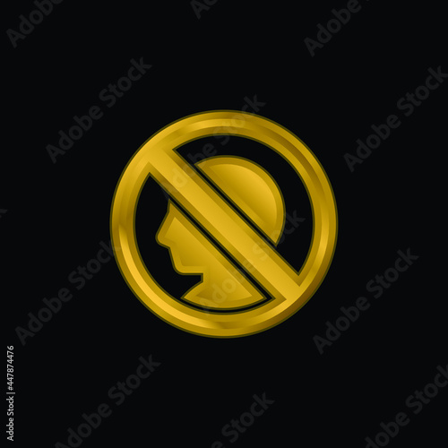 Blocked gold plated metalic icon or logo vector