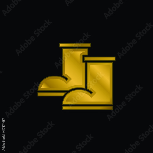 Boots gold plated metalic icon or logo vector
