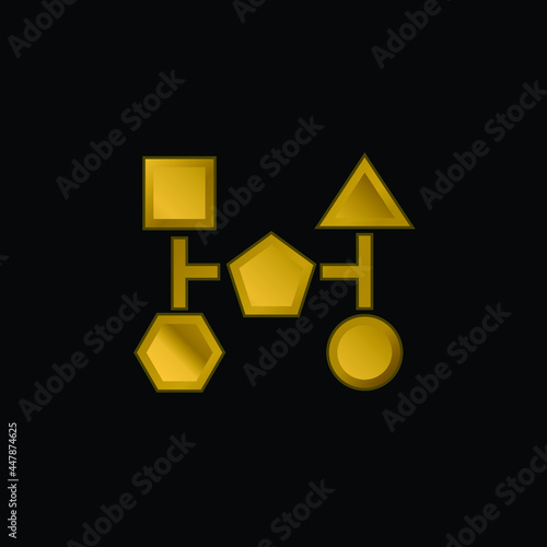 Block Schemes Of Black Shapes gold plated metalic icon or logo vector