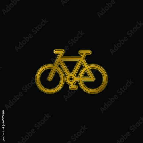 Bicycle gold plated metalic icon or logo vector