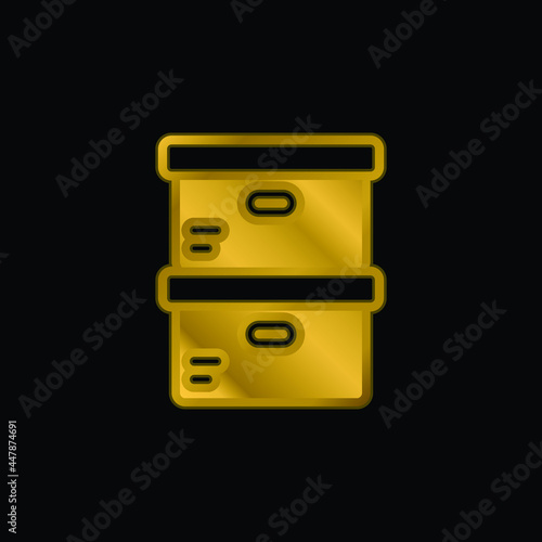 Boxes gold plated metalic icon or logo vector