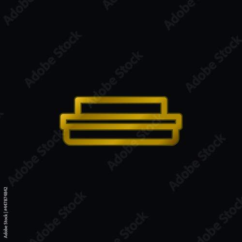 Big Bed gold plated metalic icon or logo vector
