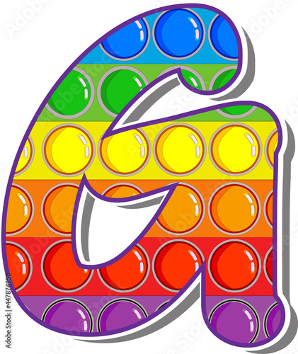 Letter G. Rainbow colored letters in the form of a popular children's game pop it. Bright letters on a white background. 