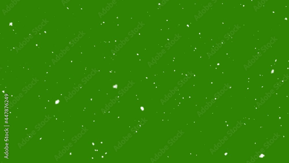 Snow falling on green background