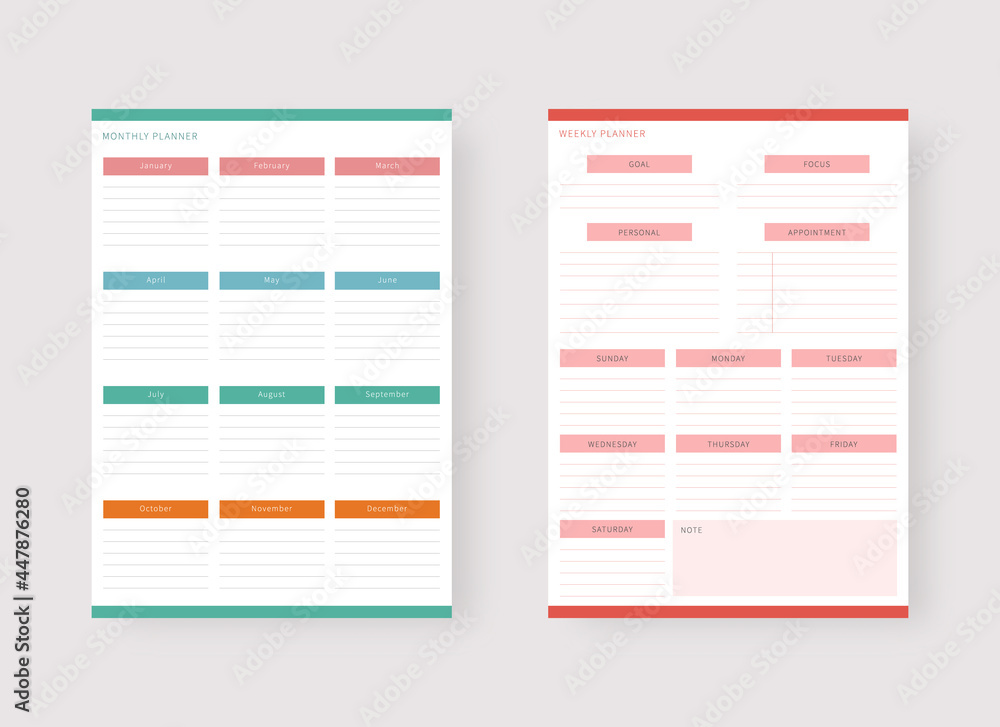 Modern planner template set. Set of planner and to do list. Monthly and ...