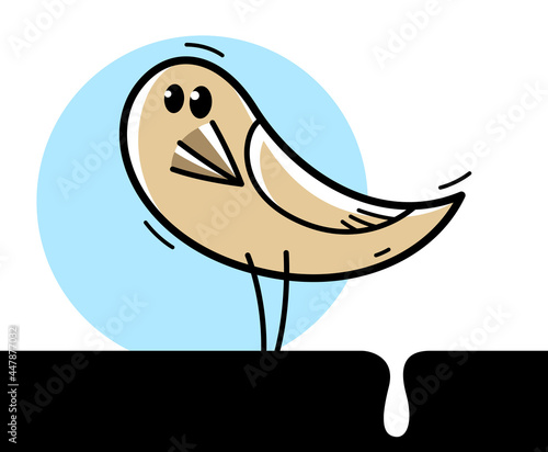 Little cute bird poo humorous cartoon flat vector illustration isolated on white, failure and shame funny concept.