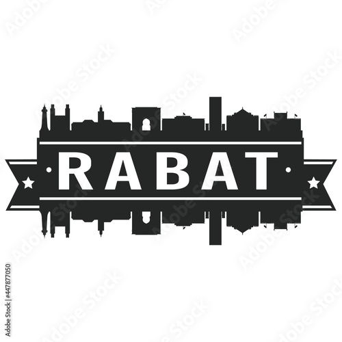 Rabat Morocco Skyline. Banner Vector Design Silhouette Art. Cityscape Travel Monuments.