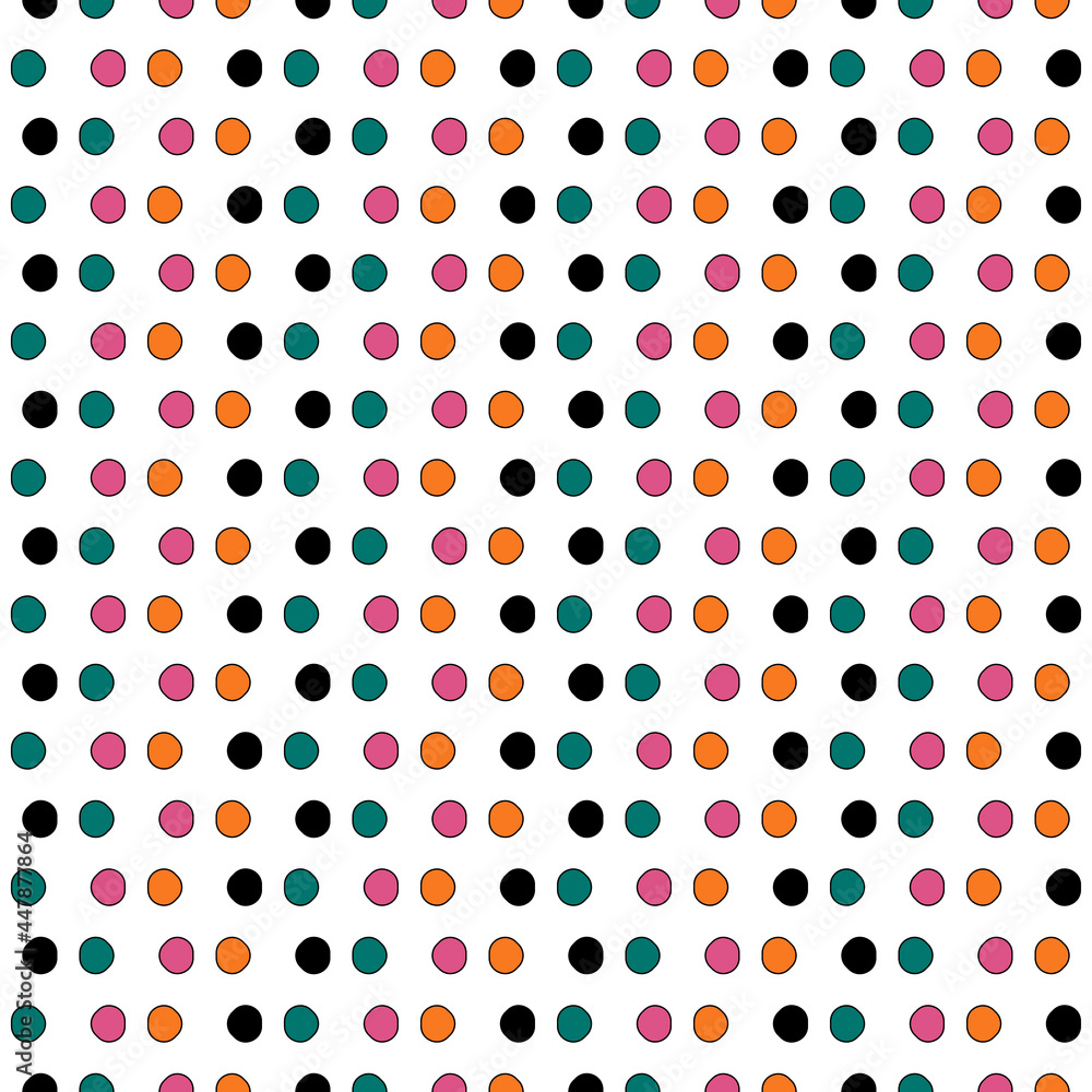 Colorful polka dots. Vector repeated ornament with dots wallpaper.