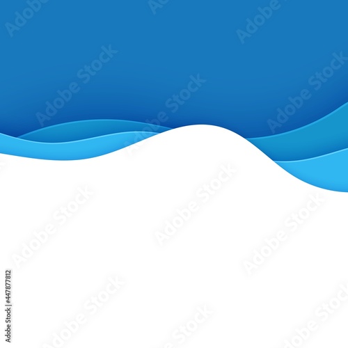 Blue abstract background in paper cut style. Layers of paper wavy water for World Oceans Day 8 June. Vector Earth posters template, ecology brochures, presentations, invitations with place for text