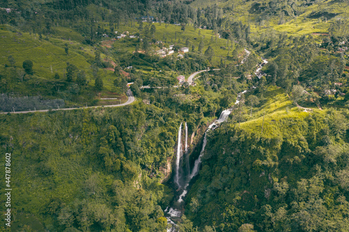 Waterfall landscape with trees