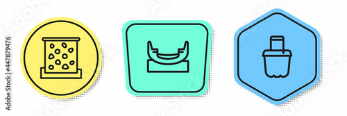 Set line Climbing wall, Boat swing and Sand bucket. Colored shapes. Vector