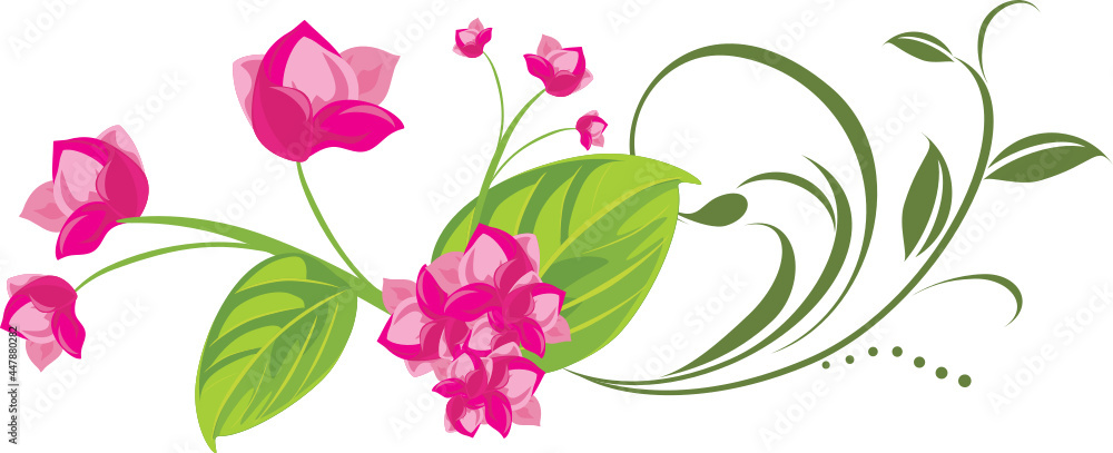 Pink flowers for postcard design