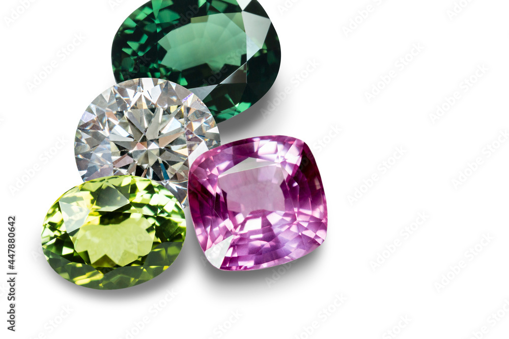 Fototapeta premium Bright gems isolated on a white background