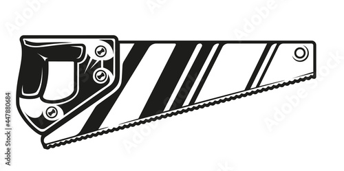 Black and white vector illustration of a carpenter saw on a white background