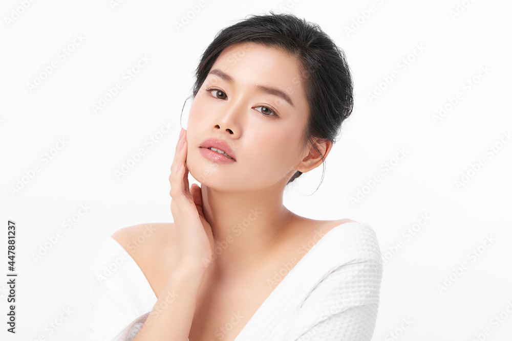 Beautiful young asian woman with clean fresh skin on white background, Face care, Facial treatment, Cosmetology, beauty and spa, Asian women portrait. Beautiful young asian woman with clean fresh skin on white background, Face care, Facial treatment, Cosmetology, beauty and spa, Asian women portrait.