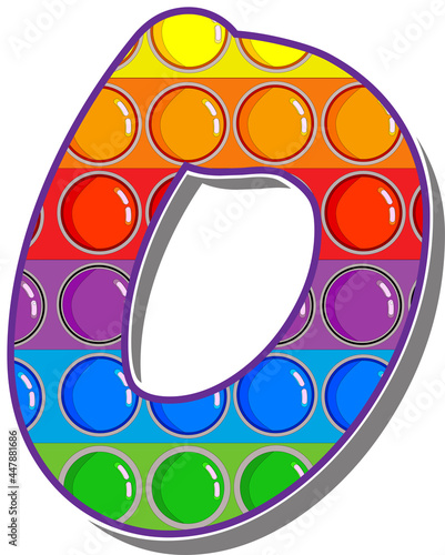 Letter O. Rainbow colored letters in the form of a popular children's game pop it. Bright letters on a white background.  Bright letters on a white background. 