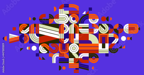 Abstract geometric composition vector design  colorful abstraction  modern style shapes illustration art.