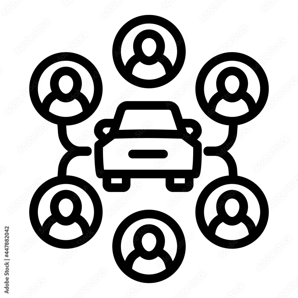 Scheme car sharing icon. Outline Scheme car sharing vector icon for web design isolated on white background Scheme car sharing icon. Outline Scheme car sharing vector icon for web design isolated on white background